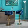 thumbnail image 5 of Velvet Swivel Bar Stools Set of 2, Modern Height Adjustable Stool Chair with Chrome Footrest and Base, Counter Height Bar Chairs with Low Back for Kitchen Pub, Kitchen, Café and Dining Chairs, Navy, 5 of 7