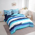 thumbnail image 3 of Manfei Modern Abstract Geometric 7-Piece Bedding Comforter Set,Geometric Stripes King Bedding Sets,White Blue Graffiti Bed Sheets For Men Women,Ultra Soft Home Decor Reversible, 3 of 8