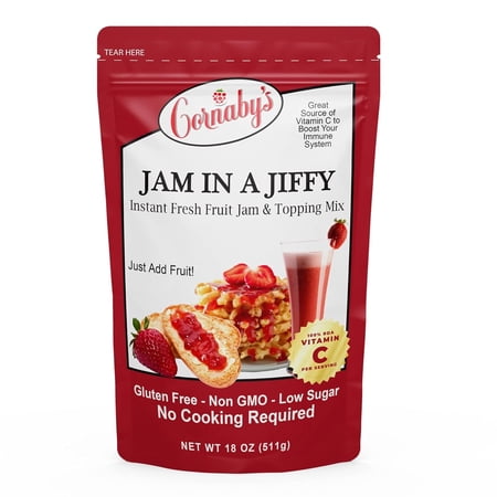 Jam in a Jiffy® Instant Low-Sugar Jam Mix for Dessert Toppings, 18 Oz | No-Cook Freezer Mix | Gluten-Free, Non-Gmo