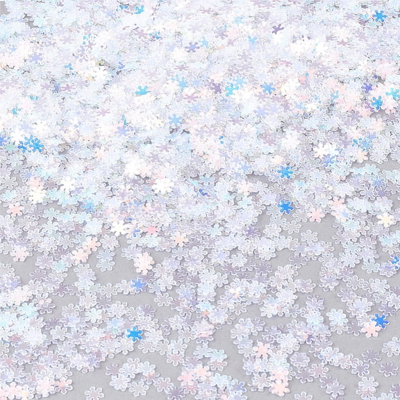 50G White Iridescent Mini Snowflake Sequins Snowflakes Table Confetti Glitter Winter Christmas Snow Flake Paper Bulk Decorations DIY