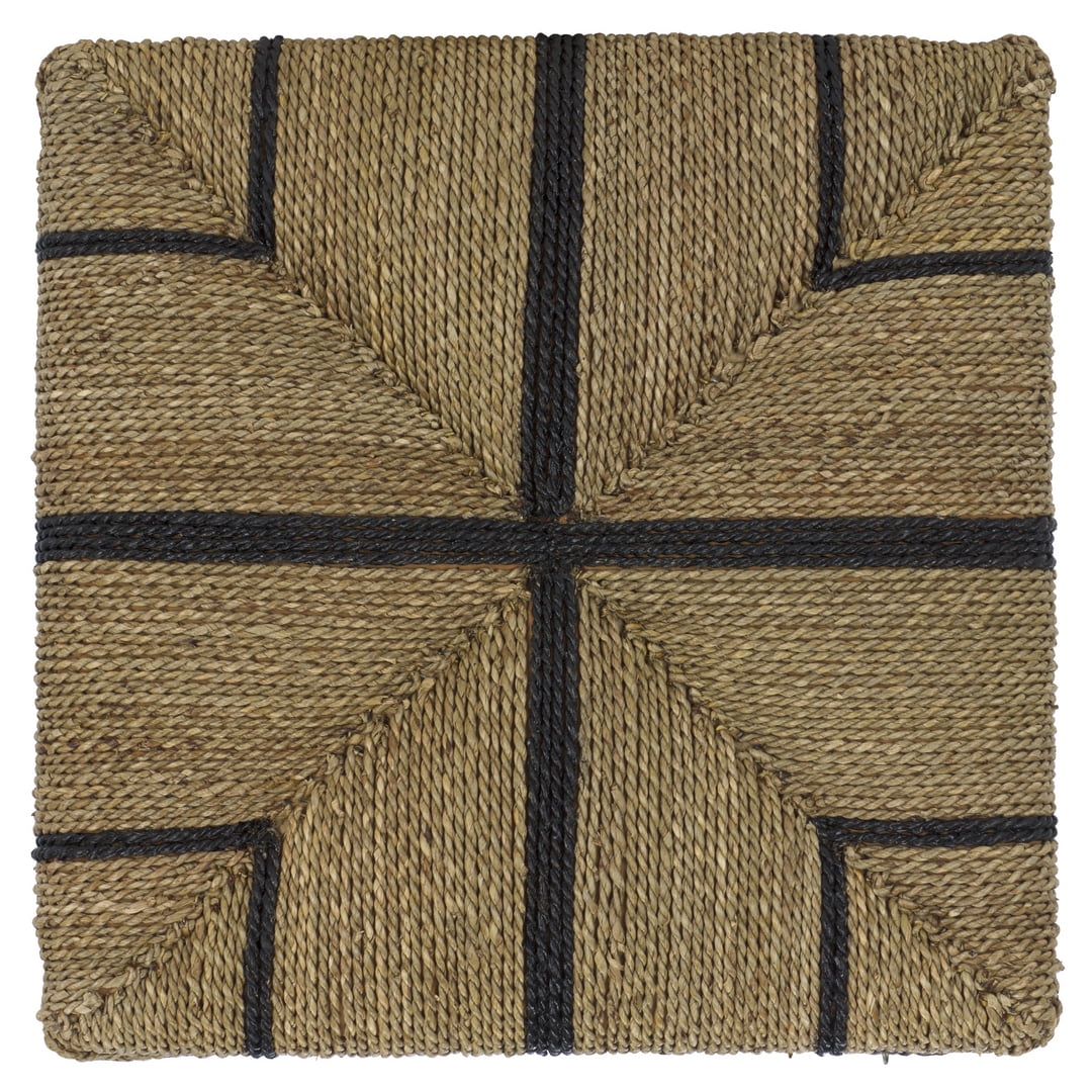 Safavieh Couture Liatasha Woven Seagrass Ottoman, Natural/Black