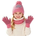thumbnail image 4 of Kids Gloves and Hat Set Winter Unisex Kids Dinosaur Themed Knit Hat Scarf and Mittens Set Thermal Earflap Cap Neck Warmer Soft Warm Cold Weather Gear for Boys and Girls Pink 2 Years-8 Years, 4 of 7