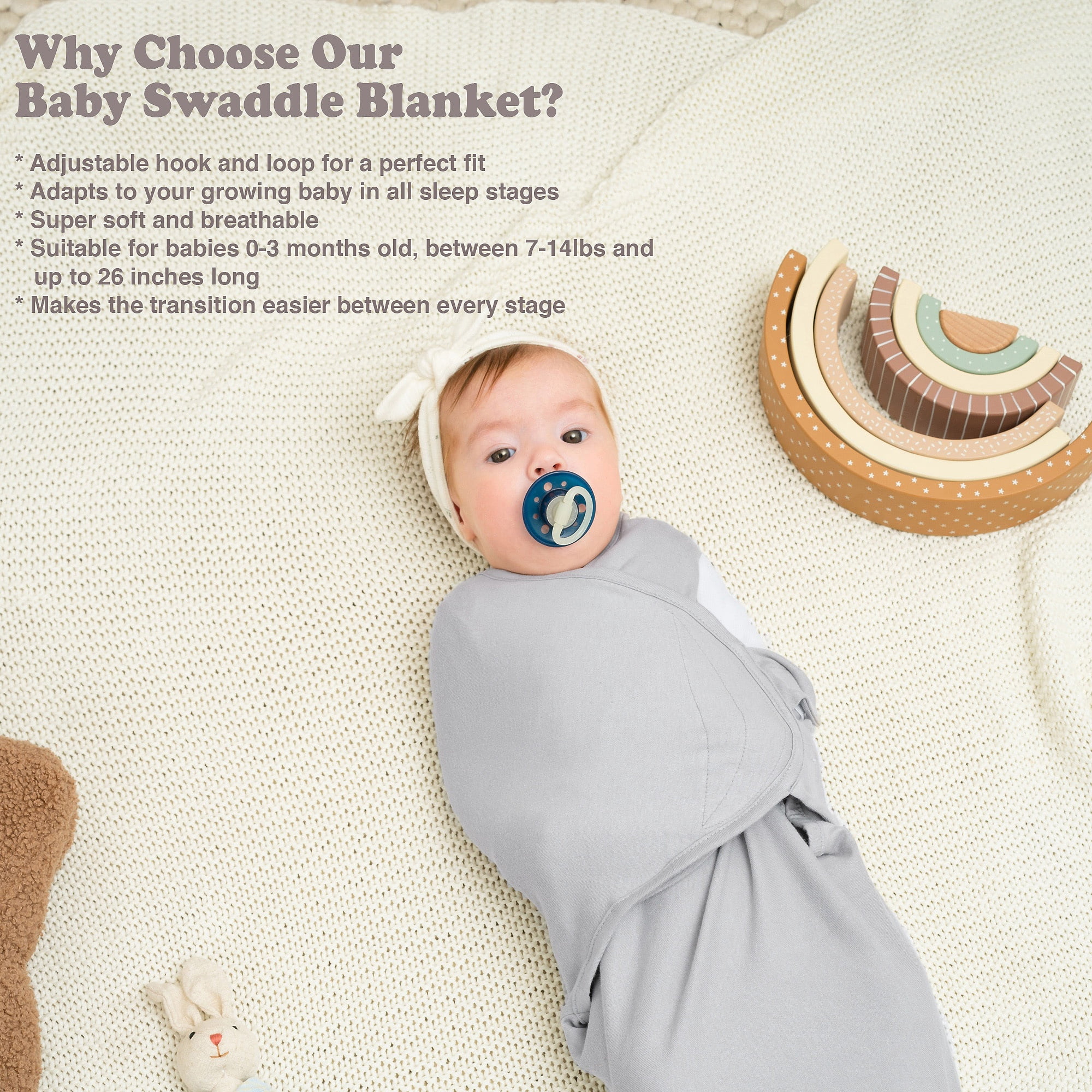 Baby Swaddles for Newborns - 3 Pack Baby Swaddles for 0-3 Months - Baby Swaddle Sleep Sack
