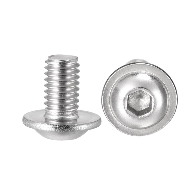 Unique Bargains M6 x 10mm 304 Stainless Steel Flanged Button Head Socket Cap Screws 20 Pack
