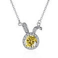 thumbnail image 3 of 1CT Moissanite Pendant Necklaces for Women, Rabbit shaped D Color VVS1 Yellow/Blue/Pink Diamond Necklaces,925 Sterling Silver Jewelry Gifts for Women with Certificate, 3 of 9