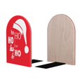 thumbnail image 2 of Zufioo Saying Ho Ho Ho Print Wooden Bookends, Metal Bookshelf Non-slip Bookends, Home Furnishings Suitable for Bookcases Offices, 2 of 8