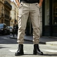 thumbnail image 5 of Axiiglly Cargo Pants for Men, Elastic Button Down Waisted Straight Slim Fit Work Pants with Multi Pockets, Casual Lightweight Workout Hiking Joggers Trousers S-2XL, 5 of 7