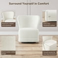 thumbnail image 4 of BELLEZE Swivel Accent Chair, Modern Upholstered 360° Swivel Barrel Chairs Comfy Small Club Chairs for Nursery, Hotel, Bedroom, Office, Lounge - Cortona (White), 4 of 7