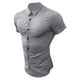 thumbnail image 3 of Sunloudy Camisa casual para hombre, color sólido, manga corta, cuello de solapa, ajuste delgado, tops de ocio con botones Sunloudy moda, 3 of 5