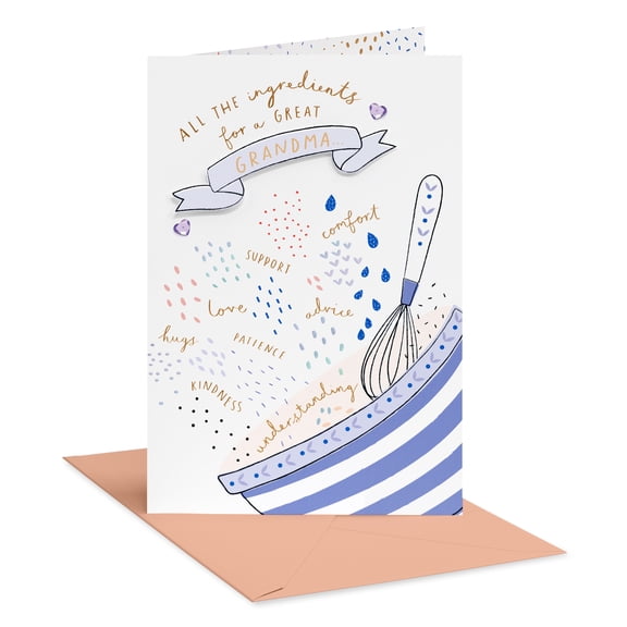American Greetings Mother's Day Card for Grandma, Kitchen Mixing Bowl and Utensil Scene with Heartfelt Theme, Includes Envelope