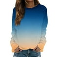 thumbnail image 2 of Outfmvch Sweaters for Women Womens Sweatshirt Womens Casual Striped Pullover Tops Long Sleeve Crewneck Oversized Sweatshirts 2024 Fall Clothes Hoodies for Women Z Blue L Sale, 2 of 5