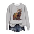 thumbnail image 4 of CLOISE Sweatshirt for Women Graphic Oversized Sweatshirts Round Neck Long Sleeve Hoodies Shirts Gray Drop Shoulder Basic Tees Fall Tunic Y2k Outfits M, 4 of 4