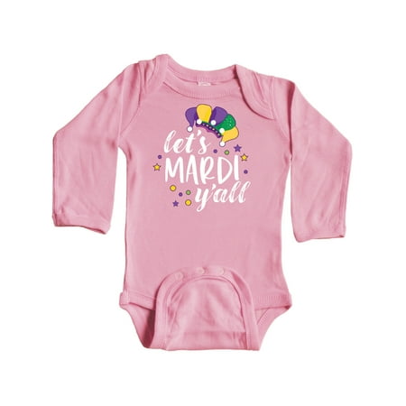 

Inktastic Mardi Gras Let s Mardi Y all with Jester Hat Gift Baby Boy or Baby Girl Long Sleeve Bodysuit
