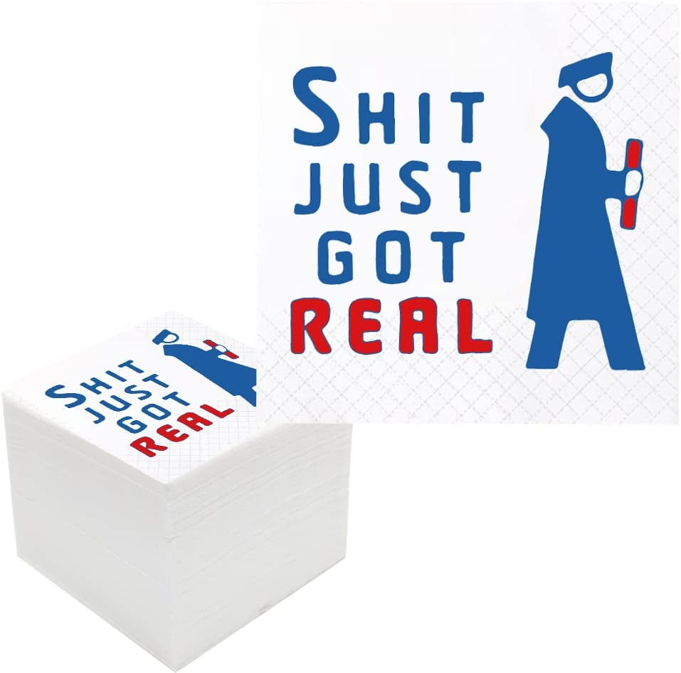 Graduation Napkins, 100 Pack Just Got Real Graduated Disposable Paper
