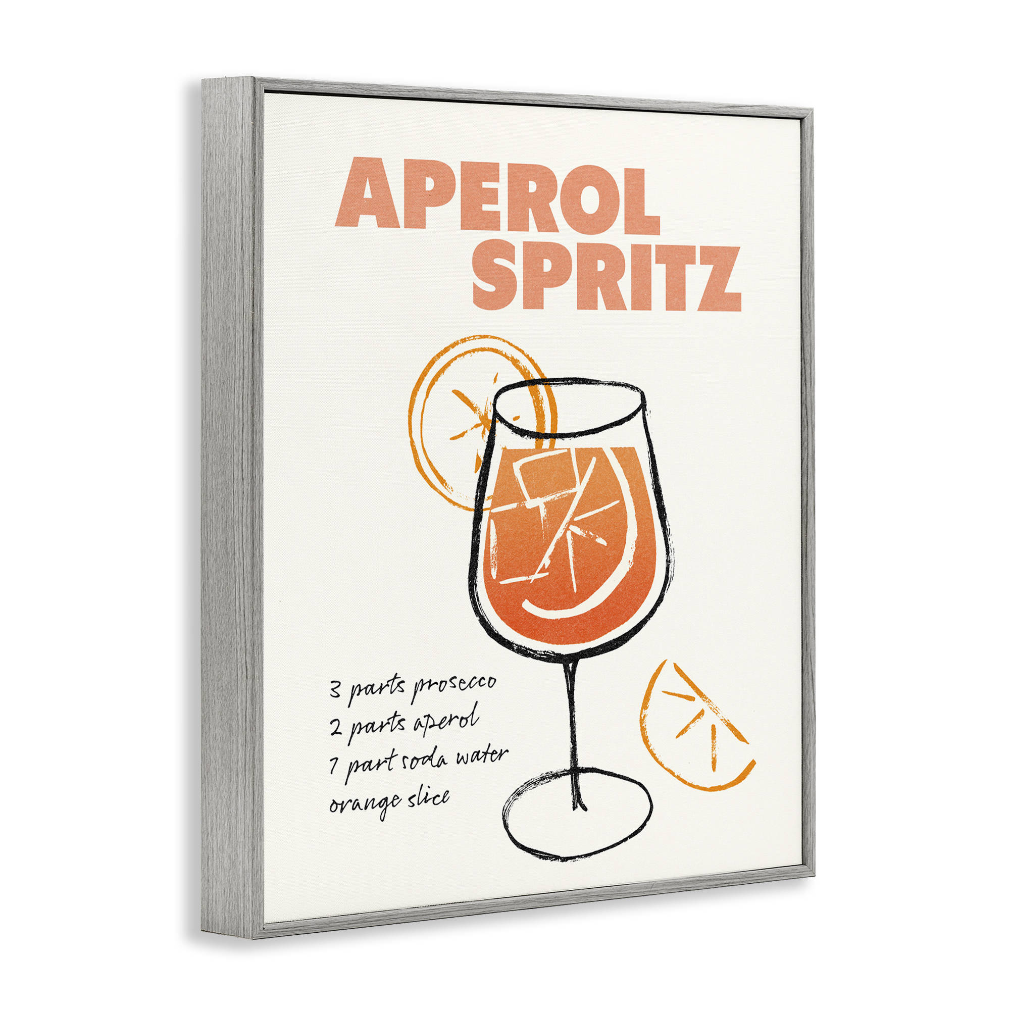 Stupell Industries Aperol Spritz Recipe Food & Beverage Painting Gray Framed Art Print Wall Art, 11 x 14