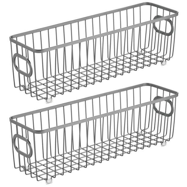 mDesign Metal Bathroom Storage Organizer Basket Bin Farmhouse Wire