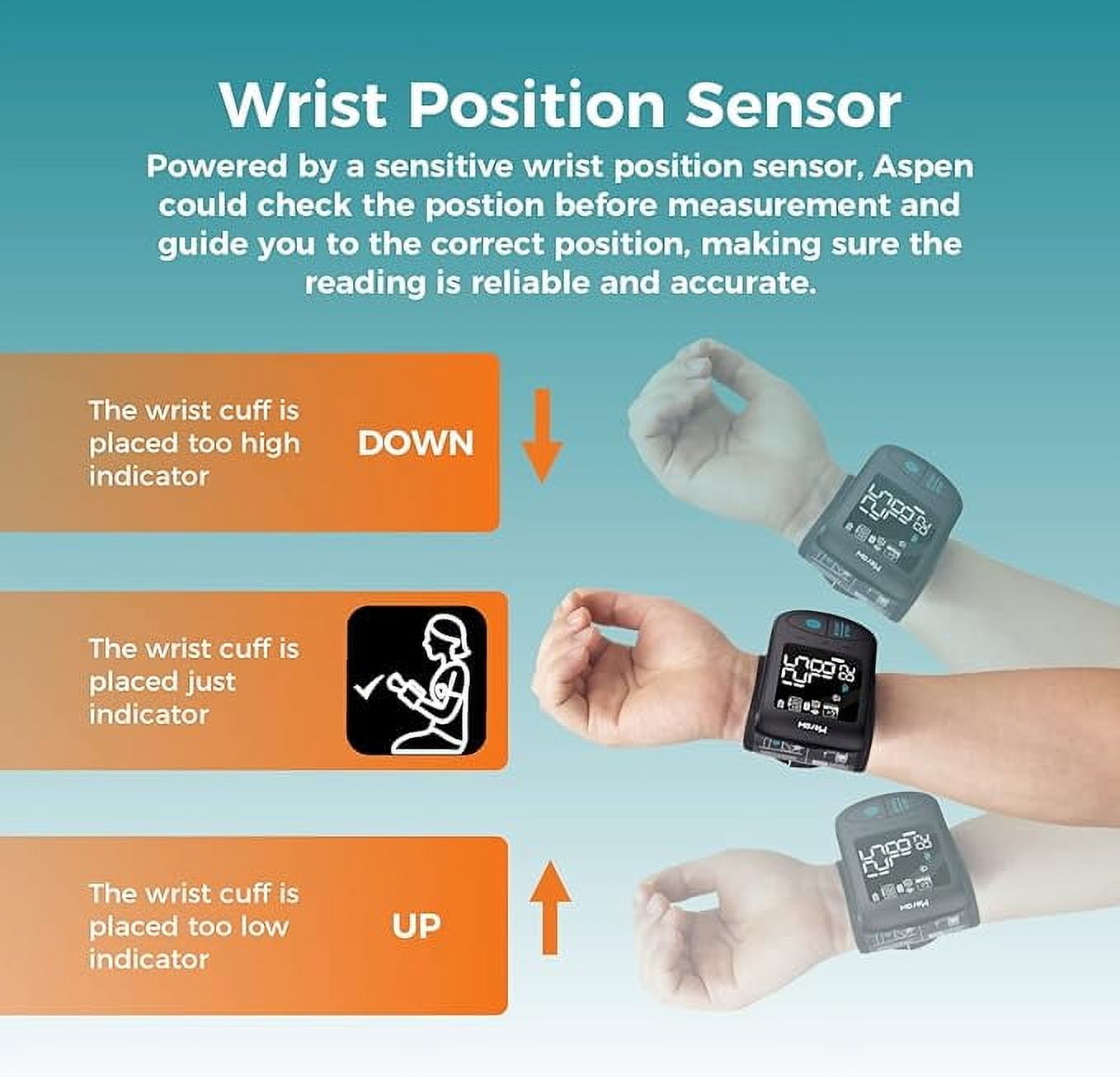 Meraw Aspen Wrist Blood Pressure Monitor,Home Use 5.3-8.5" APP Automatic Bluetooth
