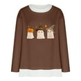 thumbnail image 3 of Craaazy Halloween Shirts For Women Fake Two Piece Casual Crew Neck Long Sleeve pullover Halloween Print Tops Gifts, 3 of 6