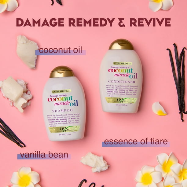 OGX Extra Strength Damage Remedy Coconut Miracle Repairing Daily Shampoo, 13 fl oz - Walmart.com