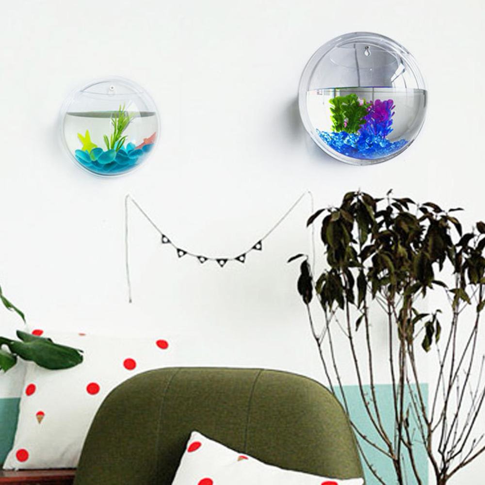 Horypt Wall Mount Hanging Fish Bowl Aquarium Acrylic Tank Beta Goldfish