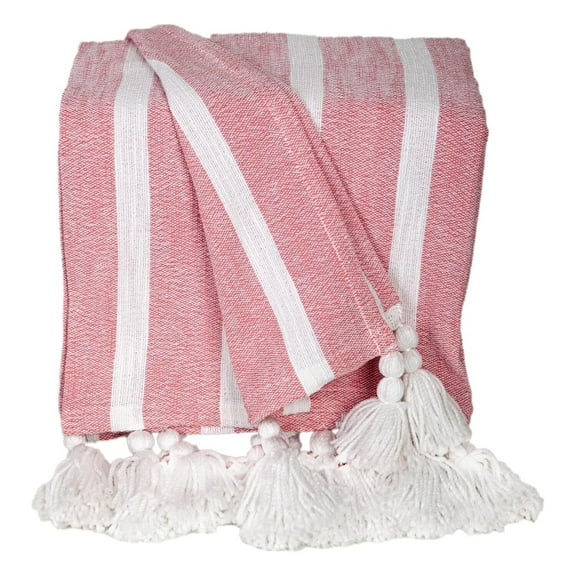 HomeStock Global Glam 50" x 60" Cotton Slub Throw for All Living Spaces, Comfortable and Stylish Throw Blanket for Everyday Use-Color:Pink