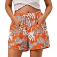 thumbnail image 3 of Cutuoiiu Womens Casual Shorts Tropical Floral Print Comfy Elastic Drawstring Waist Summer Beach Shorts with Pockets, 3 of 6