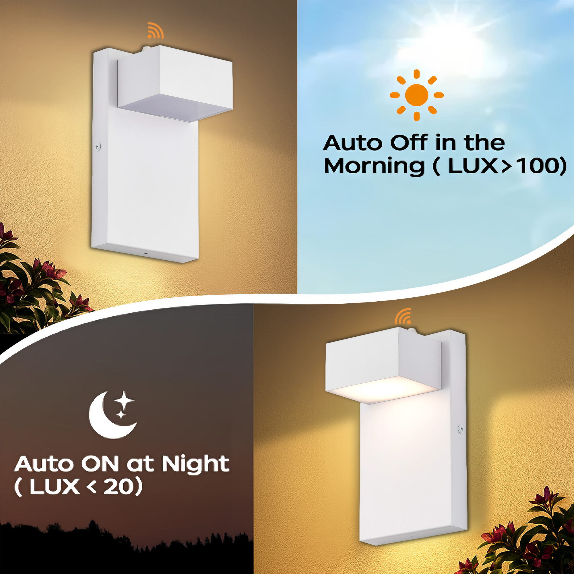 Outdoor Wall Sconce with Dusk to Dawn Sensor, Waterproof LED Porch Light 3000K Warm White for Front Door Garage