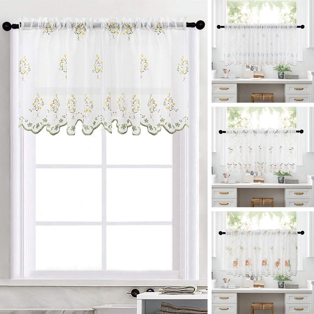 Half-curtain Polyester Lace Hem Window Curtain Jacquard Living Room Fresh 1pc 6T 