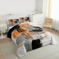 thumbnail image 4 of Manfei Adult Chic Rectangle Queen Comforter Set, Orange Oil Printing Artwork Bedding Sets, Modern Square Abstract Reversible Bedding Comforter Set, Luxury Bedroom Decor, 3pcs, 4 of 9