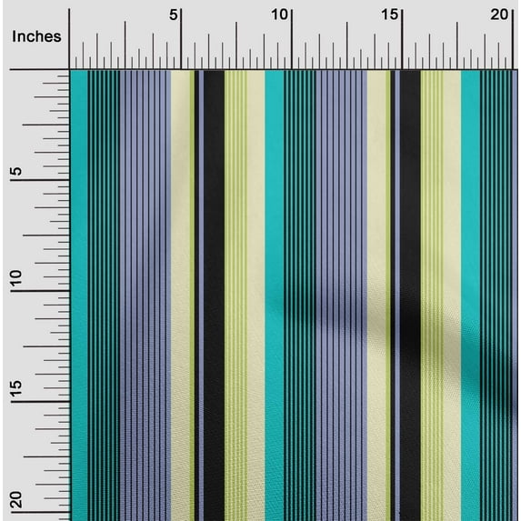 oneOone Silk Tabby Fabric Multicolor Stripe Print Fabric By The Yard 42 Inch Wide