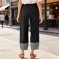 thumbnail image 5 of Iyufng Checkered Panels Pants for Women Elastic Waistband Wide Leg Pants Loose Casual Trousers with Pockets, 5 of 7