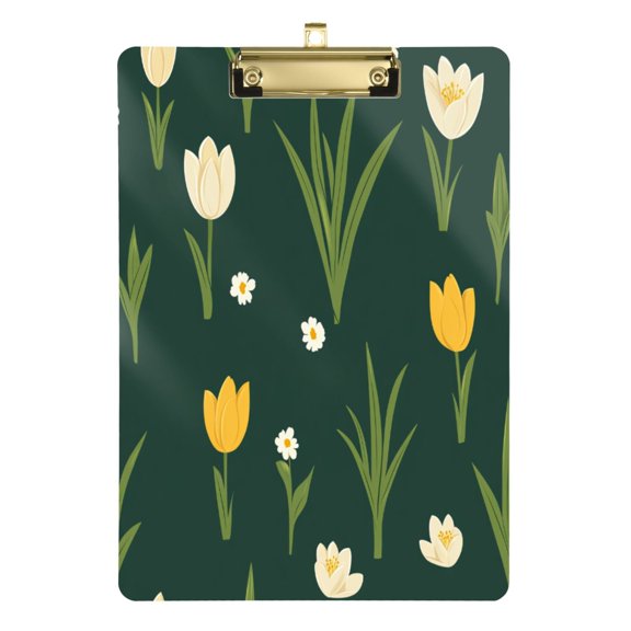 Spring Flower Garden 12.5x9in Clipboard, Durable Acrylic with Metal Clip and Wall Hook for Office or Classroom