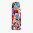 thumbnail image 3 of Womens Abstract Print High Waist Maxi Skirt, Colorful Swirl Pattern Lace-Up Slit Flowy Mermaid Skirt, Boho Y2K A-Line, 3 of 5