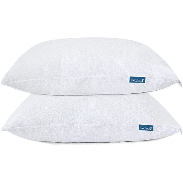 Moonsea Waterproof Zippered Pillow Protector， 2 Pack Queen Size 20" x