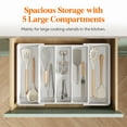 thumbnail image 5 of Utensil Organizer for Kitchen Drawers, Expandable Cooking Utensil Tray, Adjustable Cutlery Silverware Flatware Holder, Plastic Kitchen Spatula Tools and Gadgets Storage Divider, Large, White, 5 of 9