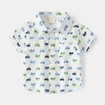 thumbnail image 2 of Ruyang Toddler Boys Baby Shirt Summer Short Sleeve 𝐂artoon Car Lapel T-Shirt Kids Boy Casual Lightweight Button Tops, 2 of 6