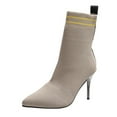 thumbnail image 2 of Bottes Courtes de Mode pour Femmes à Bout Pointu, Respirantes, à Talons Hauts, en Tricot, à Manches, 2 of 6