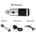 thumbnail image 3 of Micrófono de condensador USB con trípode, ideal para grabación y karaoke en línea, disponible en color plateado., 3 of 6