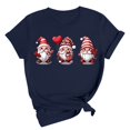 thumbnail image 4 of Women's Short Sleeve T-shirt Women'S Valentine'S Day T Shirt Fashionable Round Neck Short Sleeve Red Love Gnome Print Top, Women's Short sleeve, 4 of 5