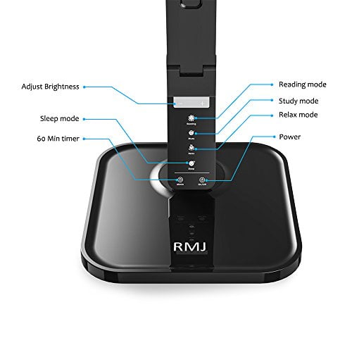 Touch Control 5V/1A USB Charging Port 1-Hour Auto-Off Timer 4 Working Mode with 5-Levels Dimmer RMJ Dimmable LED Desk Lamp/Table Lamp/Touch Lamp for Bedroom/Living Room Black Touch Control 5V/1A USB Charging Port 1-Hour Auto-Off Timer 4 Working Mode with 5-Levels Dimmer RMJ Dimmable LED Desk Lamp/Table Lamp/Touch Lamp for Bedroom/Living Room Black