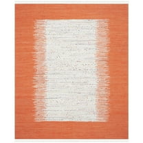 SAFAVIEH Montauk Tennyson Braided Border Cotton Area Rug, Ivory/Orange, 3' x 5'