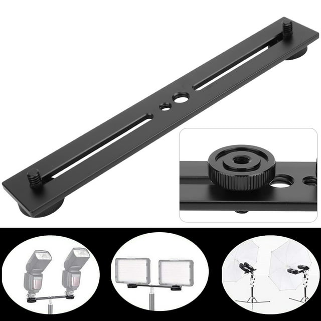 LHCER Support de Flash Double Tête pour Caméra Support de Flash Double Tête Portable pour Caméra de Support de Lumière Trépied à Vis de 1/4 '', Support de Caméra Double Tête