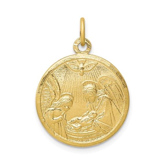 10k Solid Satin Polished Baptism Disc Pendant in 10k Yellow Gold