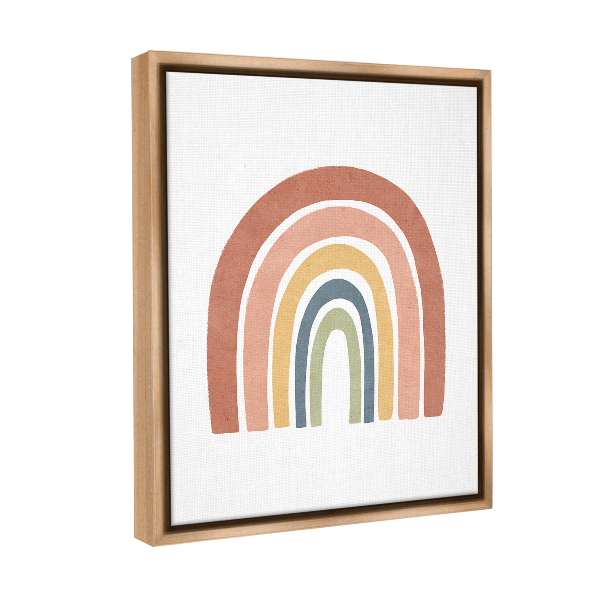 Stupell Industries Boho Rainbow Stripes Landscape Painting Brown Floater Framed Canvas Art Print Wall Art, 17 x 21