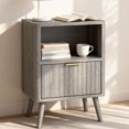 thumbnail image 3 of Ktaxon Fluted Nightstand with 1 Drawer, End Table Wooden Bedside Table Large Capacity Easy to Assemble, Gray, 3 of 6