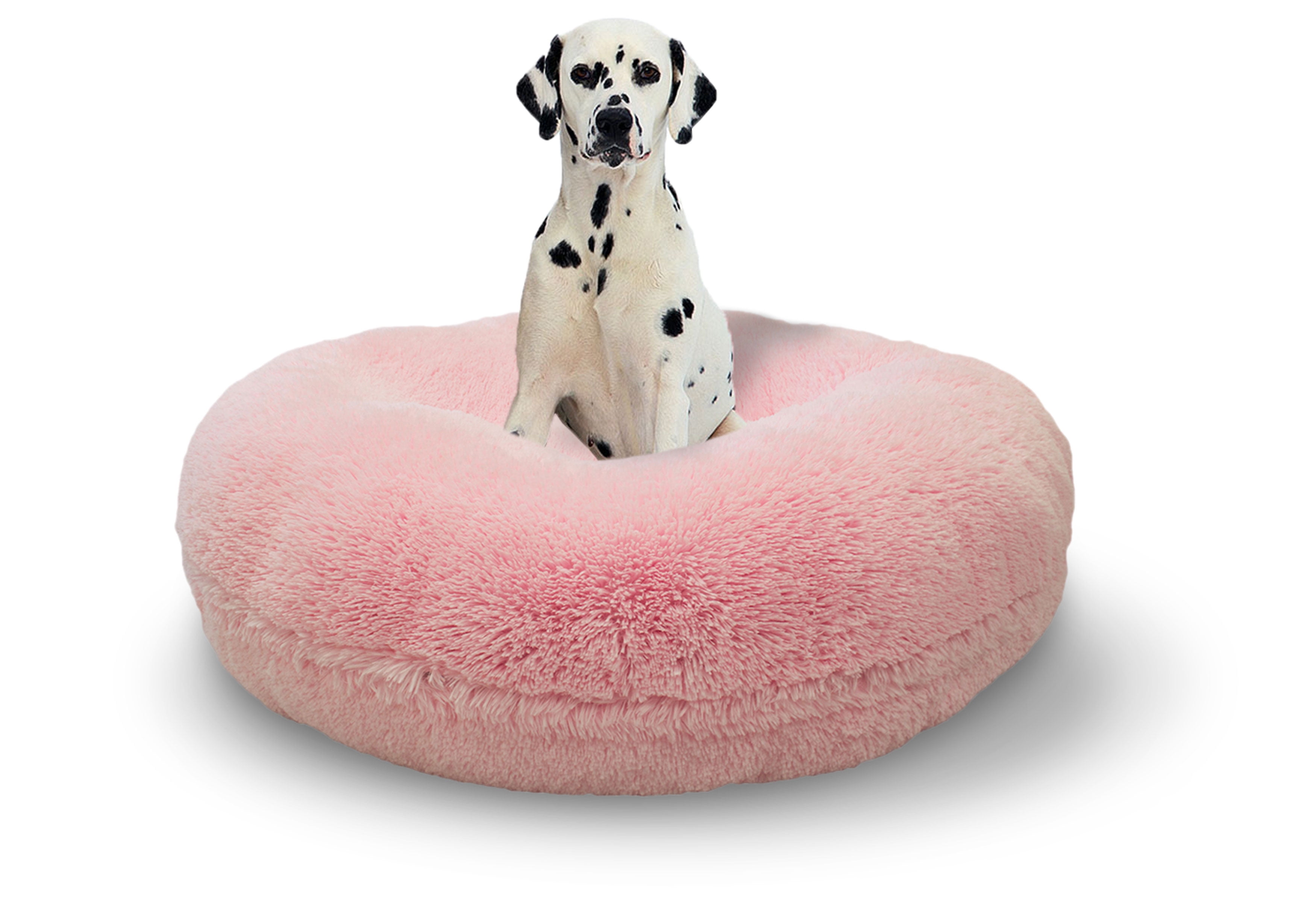 Extra Plush Faux Fluffy Fur Bagel Dog and Pet Bed
