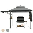 thumbnail image 1 of Gymax Auvent de Gril BBQ de Patio 13,5 Pieds x 4 Pieds Auvents Latéraux Étagères Auvent à 2 Niveaux Extérieur, 1 of 10