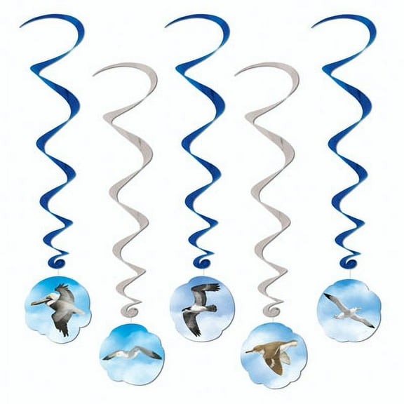 Party Central Club Pack of 30 Blue and White Ocean Seabird Spiral Whirls 40"