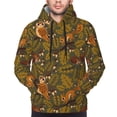 thumbnail image 4 of KLL Autumn Leaves Owl Squirrel Print Mens Hoodie Long Sleeve Casual Pullover Hooded Sweatshirt Fashion Drawstring Hoodies with Pocket-Small, 4 of 6