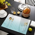 thumbnail image 3 of Blue Morocan Placemats Set of 8, Abstract Ombre Geometric Check Modern Placemats for Dining Table, Place Mats for Kitchen Tabletop, Waterproof Wipeable Dining Table Mats Set, 3 of 9